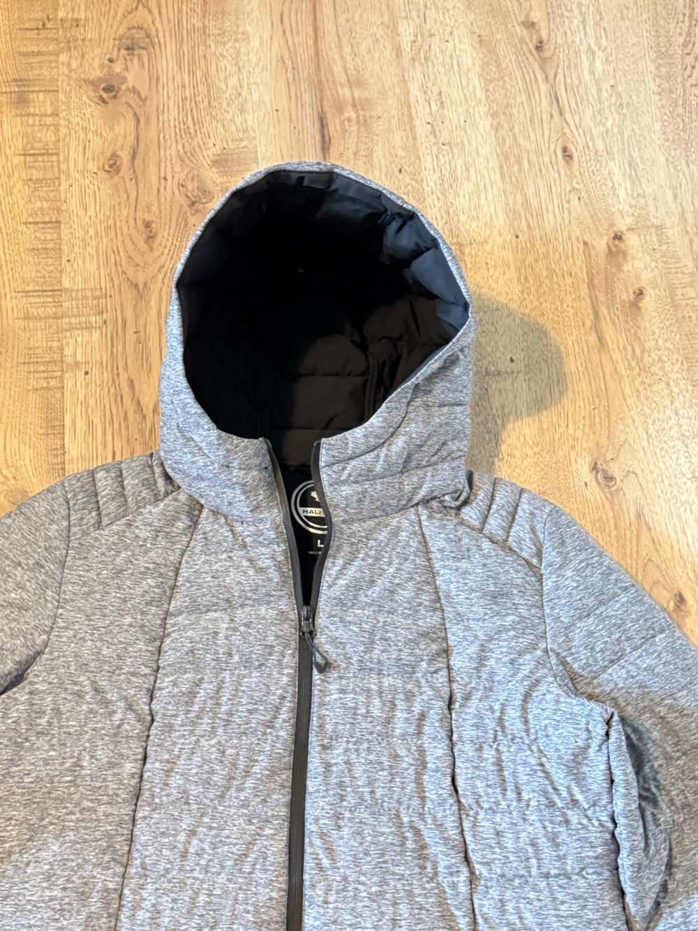 Halitech Women’s Hooded Puffer Jacket Gray Black Size L - Picture 6 of 7
